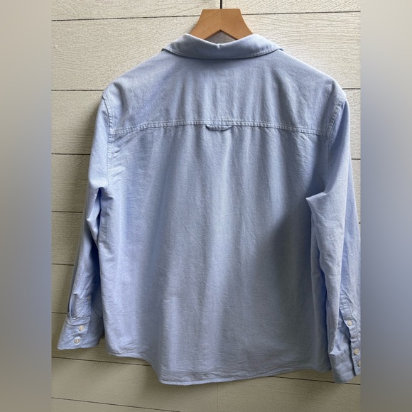 Quince Organic Cotton Relaxed Oxford Shirt Pale Blue Medium Button Down Top - Picture 11 of 13